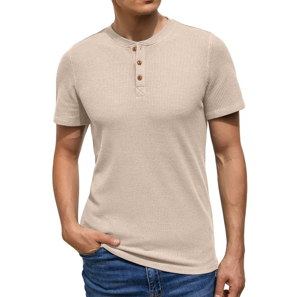 Sailwind Waffle Henley T-shirts for men with short sleeves, casual