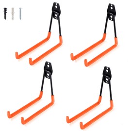 Aoben Heavy Duty Steel Garage Storage Hooks, Utility Tool Hangers and Combinable Wall Mount Hooks for Organizing Ladder, Hold Chairs, Heavy Tools (Large U, 4 Pack)