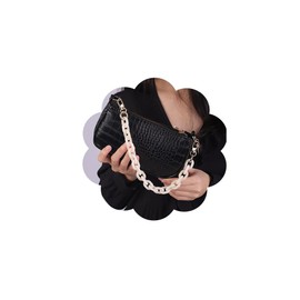 Chargances Resin Handbag Chain Strap 35cm Length Purse Chain Strap Bag Accessories Cross-Body Bag Chain Strap with Mental Clasp for Women and Girls (White-35cm)