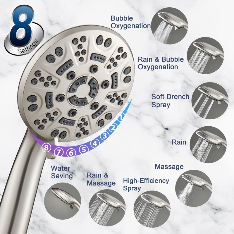 Cobbe 8-Setting Handheld Shower Head with High Pressure Shower Heads