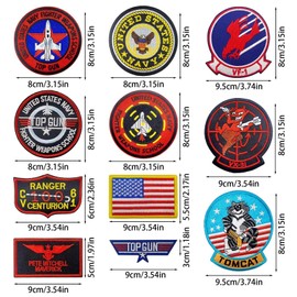 ZYEKIU Pack of 11 Iron-On Patches Embroidered USA Flag Patches Embroidered Air Force Navy Marine Army Jacket Tactical Military Logo Decorative Applique for Clothing Jacket Jeans Cap