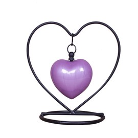 UrnsWithLove Cremation keepsake urn for ashes Heart in my heart Exclusive Protected Design With Box & Stand (Purple)
