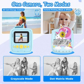 Kids Camera Instant Print,Birthday for 3 4 5 6 7 8 9 Year Old Boys Girls,48MP & 1080P HD Kids Digital Camera with 32GB SD Card & 3 Rolls Paper