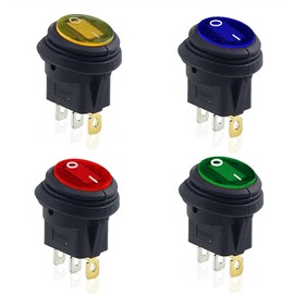 FZXCG 1PCS KCD1 Round Square Waterproof Light Switch On-Off 3Pin Power Switch Lamp Round LED (Color : Yellow F, Size : DC12V)