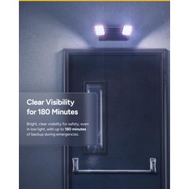 Sunco Emergency Light, LED Exit Sign with Lights Battery Backup [Luces De Emergencia], Fire Resistant (UL 94V-0), 120-277V, Wall Mount, Hard Wired, Black UL
