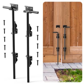 18" Cane Bolt Gate Drop Rod for Wood Fence Heavy Duty Gate Hardware, Gate Ground Latch for Wooden Fences Metal Gates Stopper for Gate Ground, Iron Gate Drop Pin Holding Gate to The Ground (2PCS)