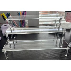 Aredpoook Acrylic Display Risers, 3 Tier Perfume Organizer Stand, Clear 12 x 9 x 6 in.