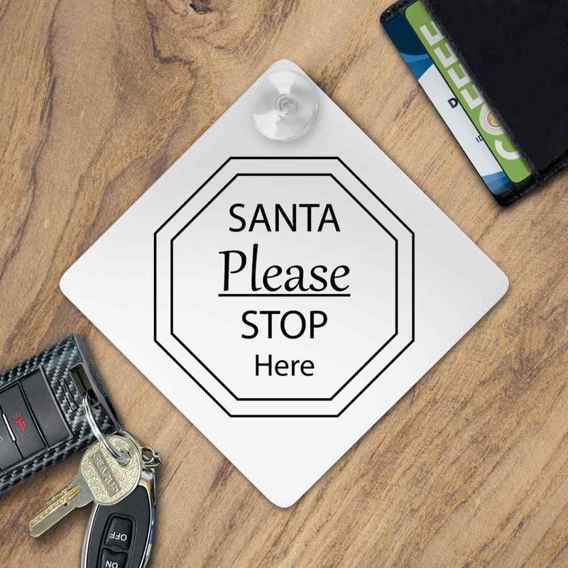 'Santa Please Stop Here' Suction Cup Car Window Sign (CG00019884)