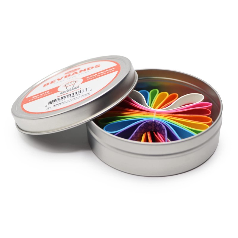 BevBands Drink Markers - Set of 16 in Reusable Tin
