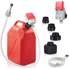 Fuel Transfer Pump with Auto Stop Sensor, 3.2 GPM Portable Fuel Pump, 51" Extra Long Hose Transfer Pump, 4 Can Adapters, Battery or USB Powered, Gas Can Pump for Oil, Gasoline, Kerosene, Diesel
