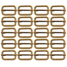 BIKICOCO Metal Slide Adjuster Buckle Tri-Glides with Movable Center Bar, for Straps, 1 x 5/8 Inch, Bronze, Pack of 20