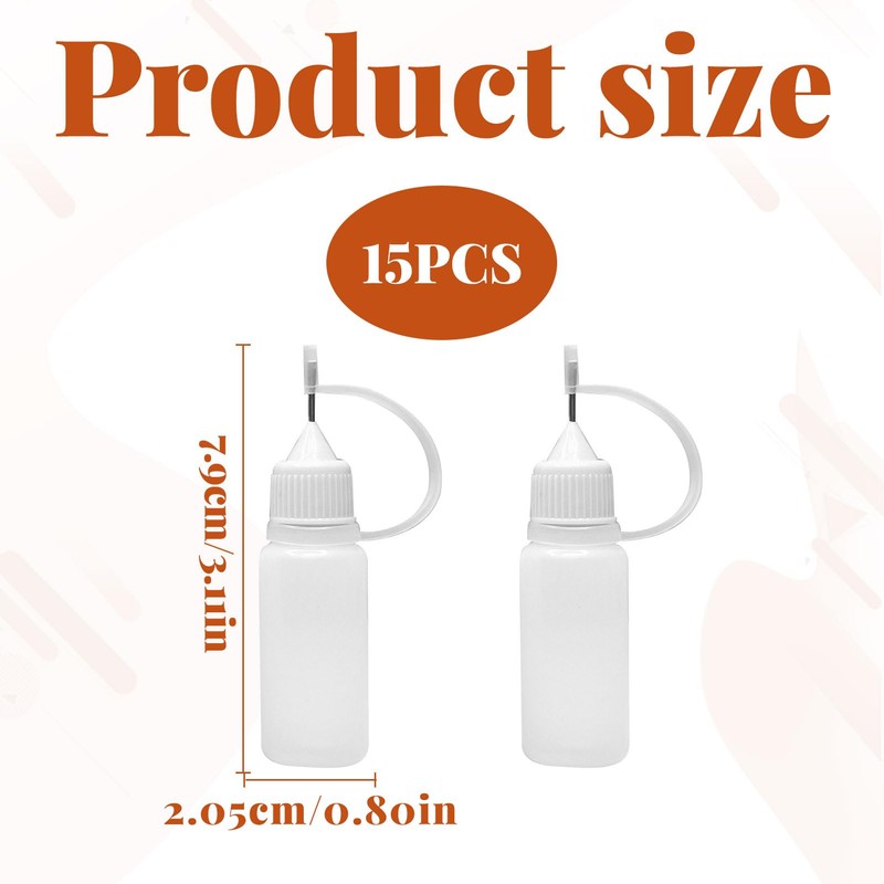 Eophmi Precision Tip Applicator Bottle,15PCS 10ml Needle Tip Bottle,Small Squeezy