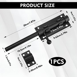 1 PCS Schwarzer Türriegel aus Edelstahl,Riegelschloss,Riegelschloss Edelstahl,Schieberiegel,Türriegel Edelstahl,Schiebeschloss Türriegel,Riegel Tür,Für Haus Scheune Zaun Schuppen Keller, Schuppen