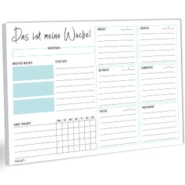 blaash® Weekly Planner Pad DIN A4 without Fixed Date, 50 Pages Planner with Weekly Overview & Habit Tracker, Weekly Planner for Appointments, Tasks & Notes, Organisation & Motivation in Everyday Life,