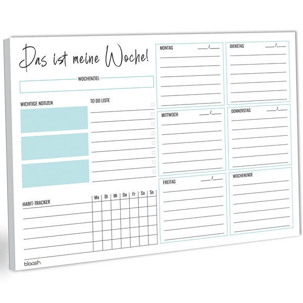 blaash® Weekly Planner Pad DIN A4 without Fixed Date, 50