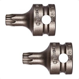 VEGA Torx Tamper T45 Socket Bits. Professional Grade 3/8" Square Drive Star TT45 Screwdriver Bit. 228TT45SB-2