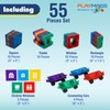 Playmags Magnetic Tiles Train Car Set for Kids - 55pcs
