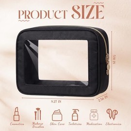 Cosmetic Bag Organizer Travel, Compact Lightweight Accessory for Travel and Daily Use - Abbylike 6 Clear Makeup Nylon