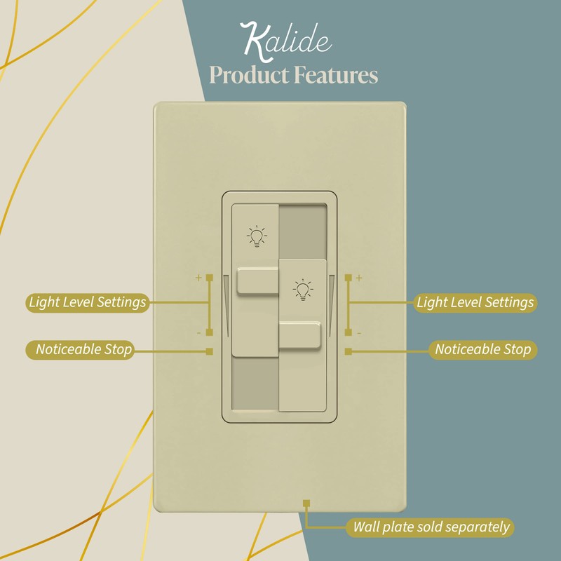 TOPGREENER Kalide Dual Load Dimmer Light Switch, Double LED Dimmer