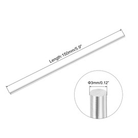 sourcing map 3mmx150mm 304 Stainless Steel Solid Round Rod for DIY Crafts - 3pcs