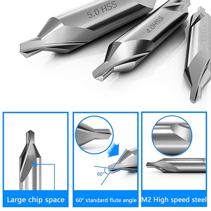 6 Pieces HSS Centre Drill Metal Set, Centre Drill Bit,