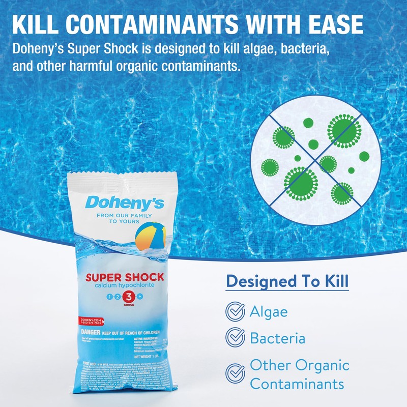 Doheny's Super Pool Shock | Pro-Grade Chlorine Shock, Quick-Dissolving, Fast-Acting