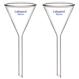 Labasics 2-Pack Glass Heavy Wall Funnel Borosilicate Glass Funnel, Short Stem 50 mm Diameter, 50 mm Stem Length