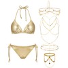 Jeere 5 Pcs Women Gold Bikini with Gold Sequins Head