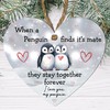 Heart-Shaped Penguin Love Plaque - "When a Penguin Finds Its