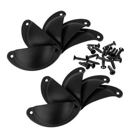 Transino Retro Vintage Kitchen Cabinet Knobs 10 Pieces Cupboard Door Drawer Pull Handles Metal Cup Knobs with Screws Black