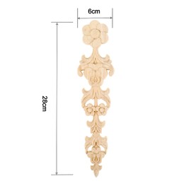 4pcs Wood Carved Appliques Retro Round Woodcarving Decal Unpainted Furniture Cabinet Wall Decor Crafts 28x6cm