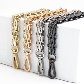 WANYI Bag Chain 120 cm Metal Chain for Bag, Bag Straps for Changing, Women's Bag Strap, Purse Chain, Carry Strap for DIY Shoulder Bag, Purse, Handbag with Carabiner (Black)