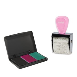 Trodat Creative Mini Stamp Set Cute Messages for Creative Design - 12 Imprints, German, Creative Stamp in Pastel Pink Including Ink Pad in Pink, Black, Green, 30 x 5 mm