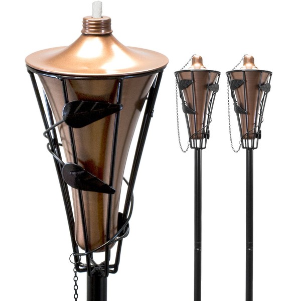 Matney Outdoor Metal Patio Torches – Use for Deck, Patio, Back Yard, Out Door parties, Wedding – Includes Fiberglass Wick and Snuffer Cap (60 Inch, 2 Pack)