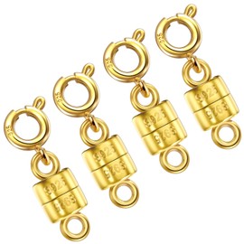 Ofiuny 18K Gold Magnetic Necklace Clasps and Closures 925 Sterling Silver Mini Magnetic Jewelry Clasp Connector for Bracelets Chain Extender(Made in Italy)