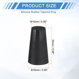 uxcell 12 Pcs Silicone Rubber Tapered Plug, 10mm to 15mm High-Temperature Solid Rubber Stoppers Silicone Plugs for Hole Plugs, Spraying, Coating, Painting Protection, Black, 25mm
