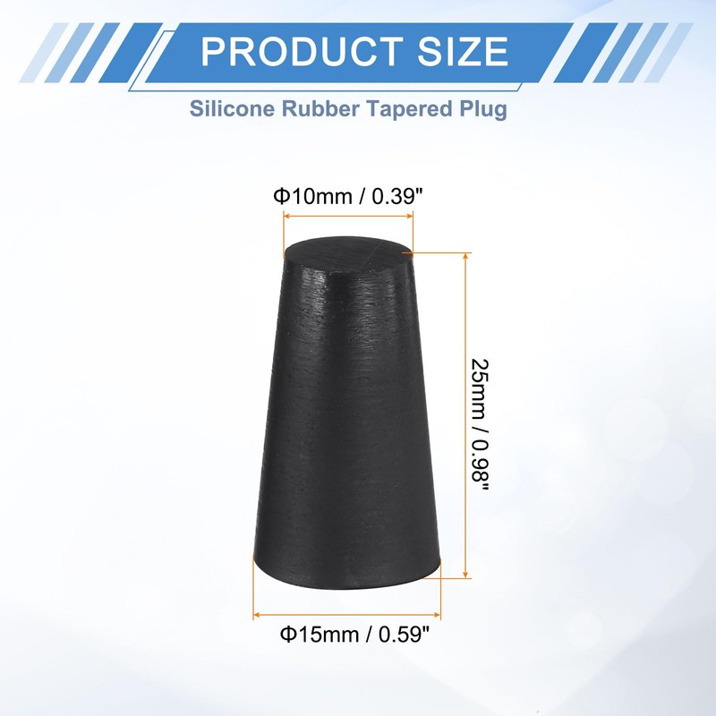 uxcell 12 Pcs Silicone Rubber Tapered Plug, 10mm to 15mm