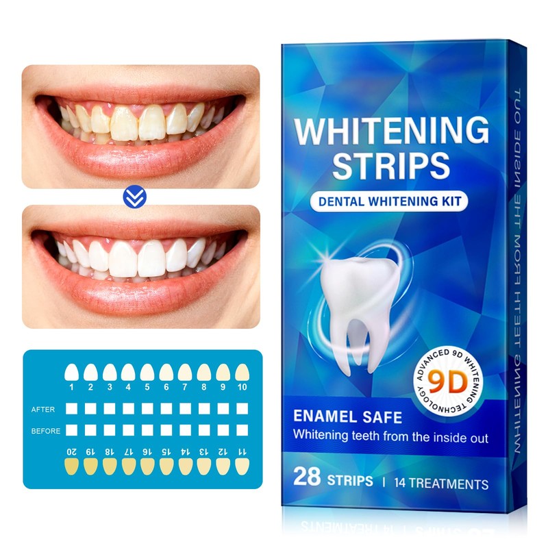 9D Teeth Whitening Strips 14 Treatments, Enamel Safe, Whitening Teeth