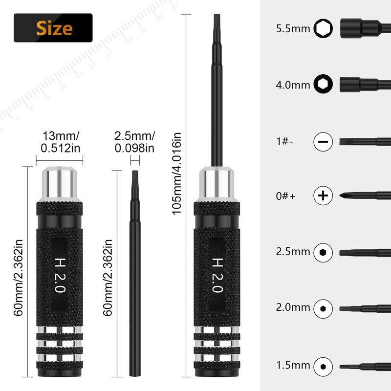 7PCS RC Car Tool Kit Short Handle Hex Screwdriver Nut