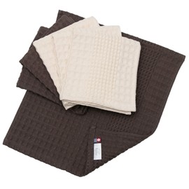 Imabari Towel, Certified Hand Towel, Hiorie Waffle Towel, Set of 6, Assorted Colors, 02, Made in Japan, Quick Drying, Kitchen Towels, Imabari Brand, Cotton, 100% Cotton
