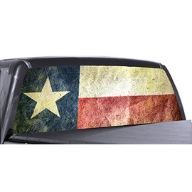 66" x 25" Universal Texas Flag Truck Rear Window Perforated Vinyl Graphic