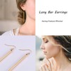 Minimal Long Bar Earrings 18k Gold Drop Line Dangle Geometric