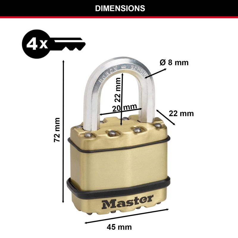 Master Lock Excell Heavy Duty Padlock with Key and Long