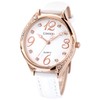 Comtex 腕時計 ホワイト皮革 バンド ウォッチ ローズゴールド 可愛い 丸い 時計 レディース