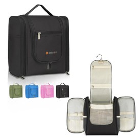 MULISOFT Travel Toiletry Bag for Women & Man, Extra Large Toiletry Bag, Portable Hanging Toiletries Bag, Water Resistant Dopp Kit for Toiletries, Cosmetics, Big Comparment Travel Makeup Bag, Black