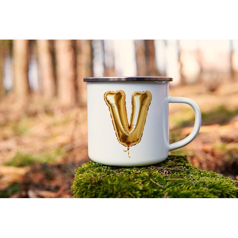 MAXIKIWI Langlebige Emaille-Kaffee- oder Tee-Camping-Tasse für drinnen und draußen, Motiv: