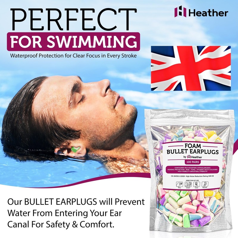Heather Safe Soft Bullet Earplugs - 100 Pairs - Ultra