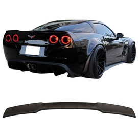 Pre-Painted Trunk Spoiler Compatible With 2005-2013 Chevy Corvette | Factory Style Matte Black ABS Trunk Boot Lip Spoiler Wing Add On Deck Lid By IKON MOTORSPORTS | 2006 2007 2008 2009 2010 2011 2012