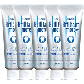 Lion Dental Paste Whitening Brilliant More Double, Natural Peppermint, 90 g (3.2 oz), 5 Tubes, Dental Exclusive Product