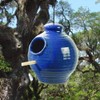 Hanging Stoneware Chickadee Feeder (Royal Blue)